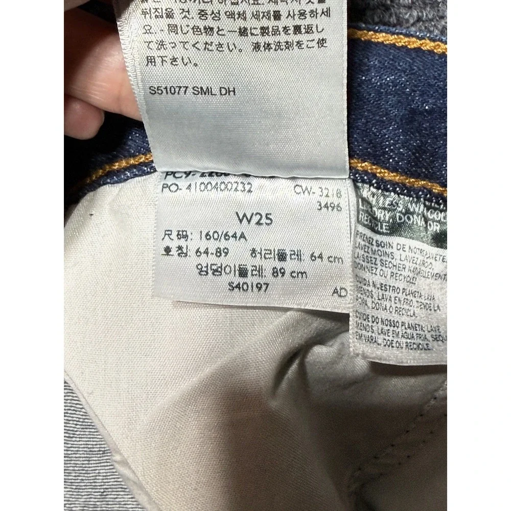 Levi's Wedgie Straight Jeans Women 25 Blue Excellent High Rise Raw Hem